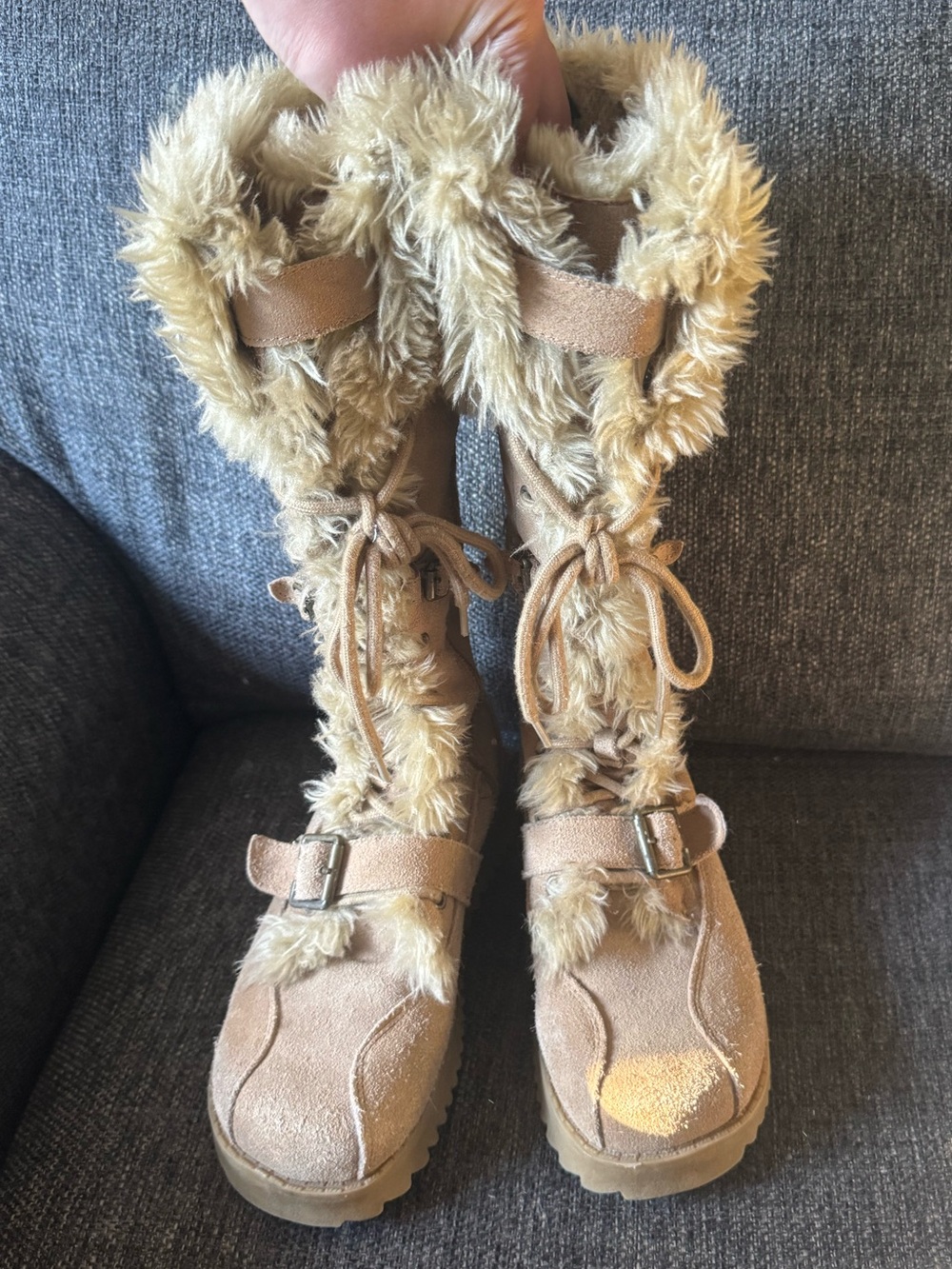 Y2K Bum Equipment Faux Fur Lined Women's Winter Boots In Light Tan - Picture 8 of 10